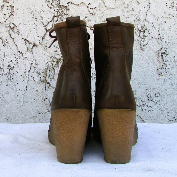 Aldo brown leather platform ankle boots 38 - Picture 6 of 7